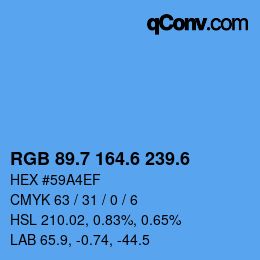 カラーコード: RGB 89.7 164.6 239.6 | qconv.com