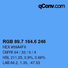 カラーコード: RGB 89.7 164.6 246 | qconv.com