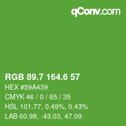 カラーコード: RGB 89.7 164.6 57 | qconv.com