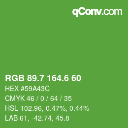カラーコード: RGB 89.7 164.6 60 | qconv.com