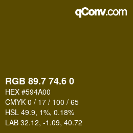カラーコード: RGB 89.7 74.6 0 | qconv.com