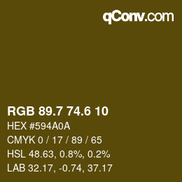 カラーコード: RGB 89.7 74.6 10 | qconv.com