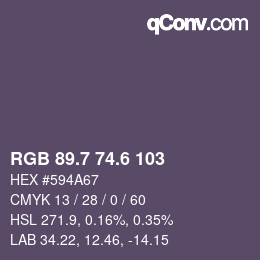 カラーコード: RGB 89.7 74.6 103 | qconv.com