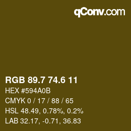 カラーコード: RGB 89.7 74.6 11 | qconv.com