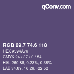 カラーコード: RGB 89.7 74.6 118 | qconv.com