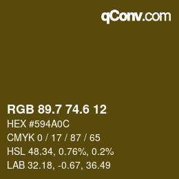 カラーコード: RGB 89.7 74.6 12 | qconv.com