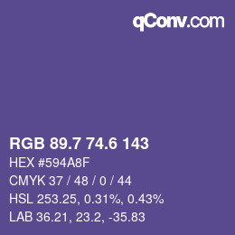 カラーコード: RGB 89.7 74.6 143 | qconv.com