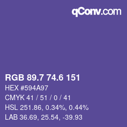 カラーコード: RGB 89.7 74.6 151 | qconv.com