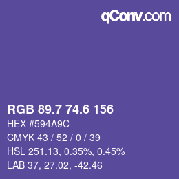 カラーコード: RGB 89.7 74.6 156 | qconv.com