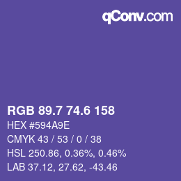カラーコード: RGB 89.7 74.6 158 | qconv.com