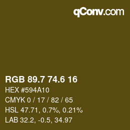 カラーコード: RGB 89.7 74.6 16 | qconv.com