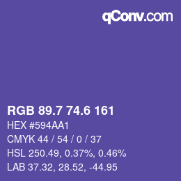カラーコード: RGB 89.7 74.6 161 | qconv.com