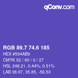 カラーコード: RGB 89.7 74.6 185 | qconv.com
