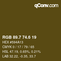 カラーコード: RGB 89.7 74.6 19 | qconv.com