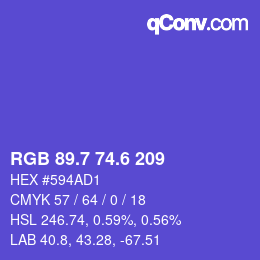 カラーコード: RGB 89.7 74.6 209 | qconv.com