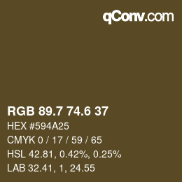 カラーコード: RGB 89.7 74.6 37 | qconv.com