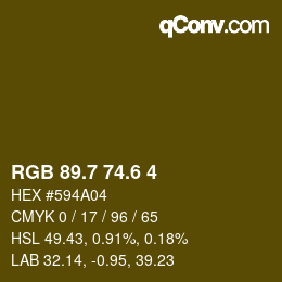 カラーコード: RGB 89.7 74.6 4 | qconv.com