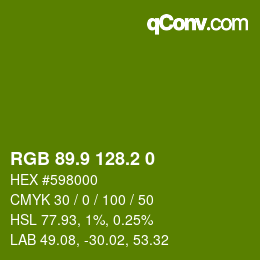 カラーコード: RGB 89.9 128.2 0 | qconv.com