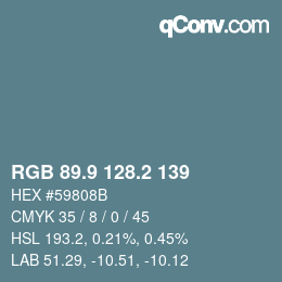 Código de color: RGB 89.9 128.2 139 | qconv.com