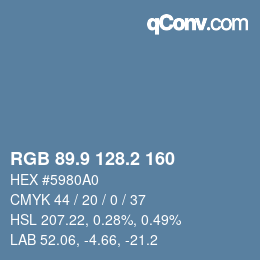 Color code: RGB 89.9 128.2 160 | qconv.com