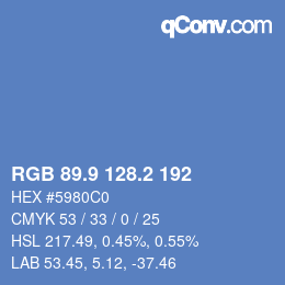 カラーコード: RGB 89.9 128.2 192 | qconv.com