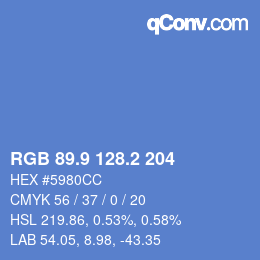 カラーコード: RGB 89.9 128.2 204 | qconv.com