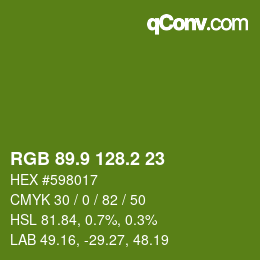 カラーコード: RGB 89.9 128.2 23 | qconv.com