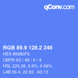 カラーコード: RGB 89.9 128.2 246 | qconv.com