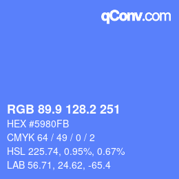 カラーコード: RGB 89.9 128.2 251 | qconv.com
