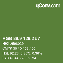 カラーコード: RGB 89.9 128.2 57 | qconv.com