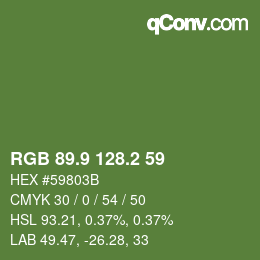 カラーコード: RGB 89.9 128.2 59 | qconv.com
