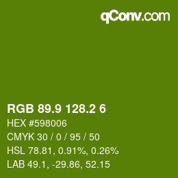 カラーコード: RGB 89.9 128.2 6 | qconv.com