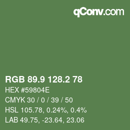 カラーコード: RGB 89.9 128.2 78 | qconv.com