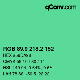 カラーコード: RGB 89.9 218.2 152 | qconv.com