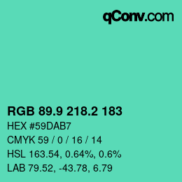 カラーコード: RGB 89.9 218.2 183 | qconv.com
