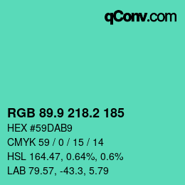 カラーコード: RGB 89.9 218.2 185 | qconv.com