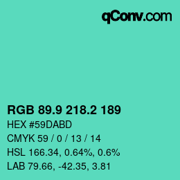 カラーコード: RGB 89.9 218.2 189 | qconv.com