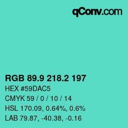 カラーコード: RGB 89.9 218.2 197 | qconv.com