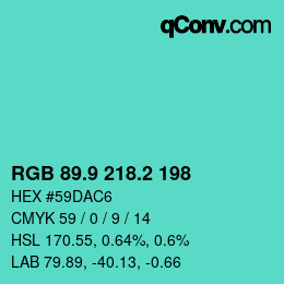 カラーコード: RGB 89.9 218.2 198 | qconv.com