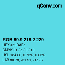 カラーコード: RGB 89.9 218.2 229 | qconv.com