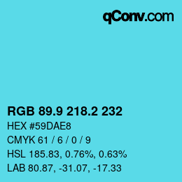 Color code: RGB 89.9 218.2 232 | qconv.com