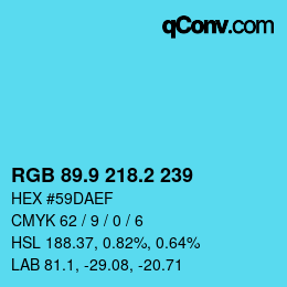 カラーコード: RGB 89.9 218.2 239 | qconv.com