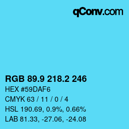 Color code: RGB 89.9 218.2 246 | qconv.com