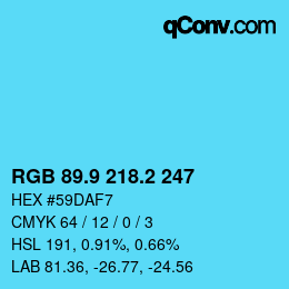 Color code: RGB 89.9 218.2 247 | qconv.com