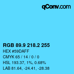 Color code: RGB 89.9 218.2 255 | qconv.com