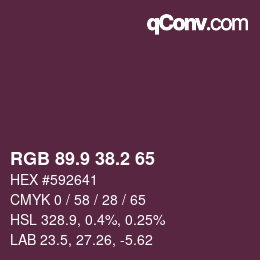 Color code: RGB 89.9 38.2 65 | qconv.com