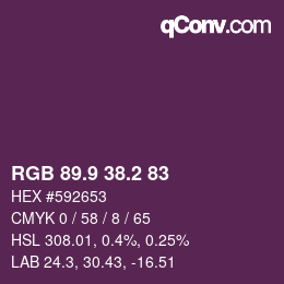 Color code: RGB 89.9 38.2 83 | qconv.com