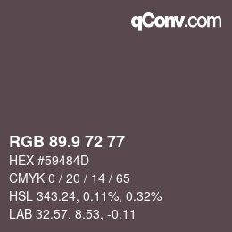 Color code: RGB 89.9 72 77 | qconv.com