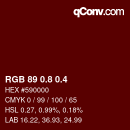 カラーコード: RGB 89 0.8 0.4 | qconv.com