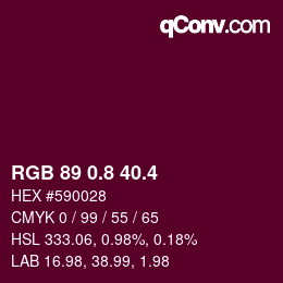 カラーコード: RGB 89 0.8 40.4 | qconv.com